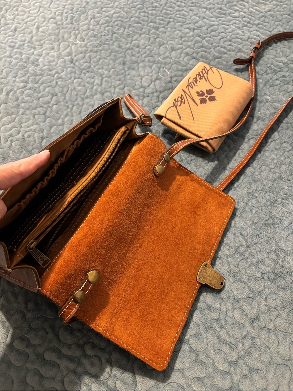 Men's Brown Suede Crossbody Bag - Unbranded